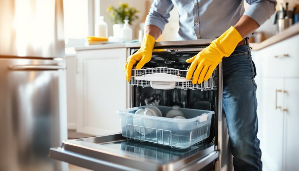 dishwasher has water at the bottom