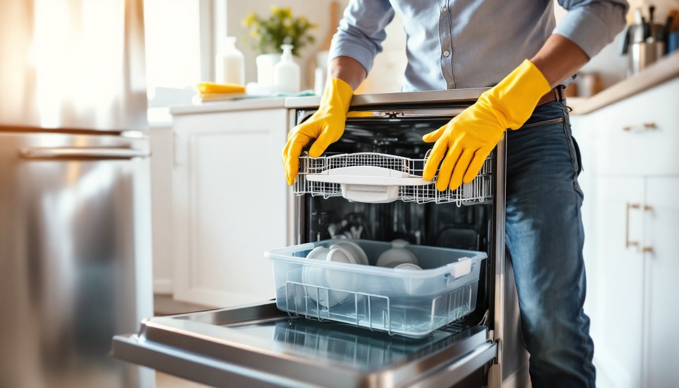 dishwasher has water at the bottom